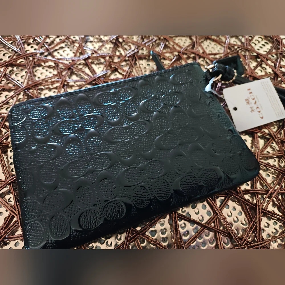 Coach Black Wristlet with Gold Details - Picture 5 of 8